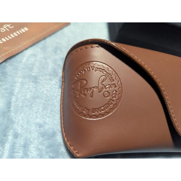RAY-BAN SUNGLASSES GENUINE LEATHER CASE AND HARD BOX MADE IN ITALY FREE SHIPPING - Picture 3 of 8